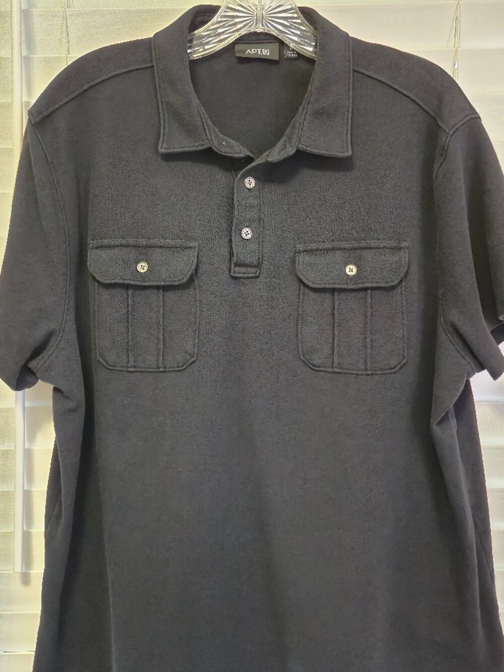 Mens Apt 9 dual pocket black polo